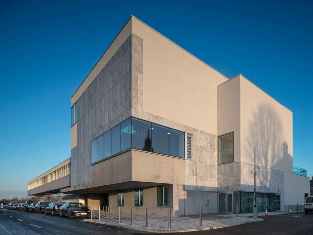 Roscommon County Council HQ completed building with natural and smoke ventilation system